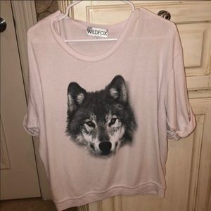 Wildfox 3/4 sleeve sweater wolf M pale pink